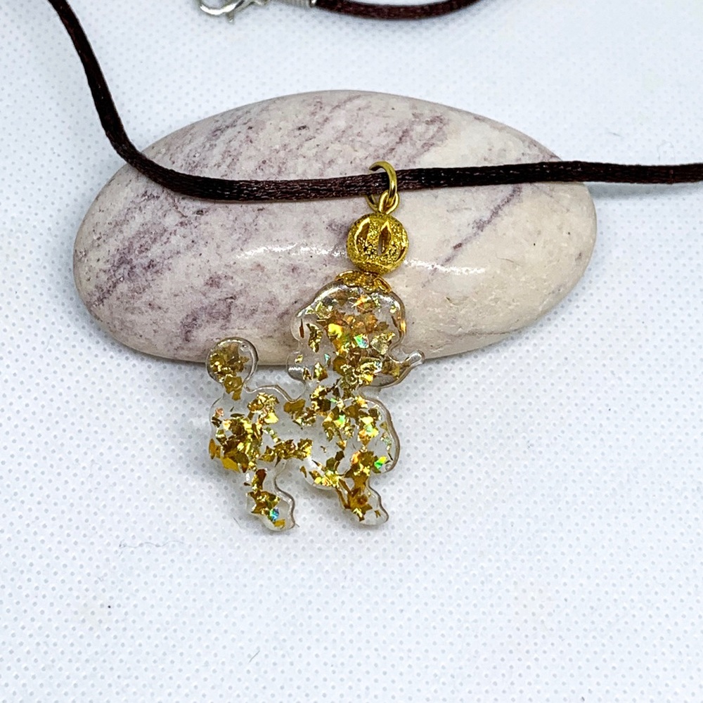 Golden poodle necklace, Poodle lover necklace